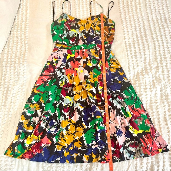 J Crew Women’s Colorful Abstract Silk Midi Dress Sz 4 - Picture 8 of 11